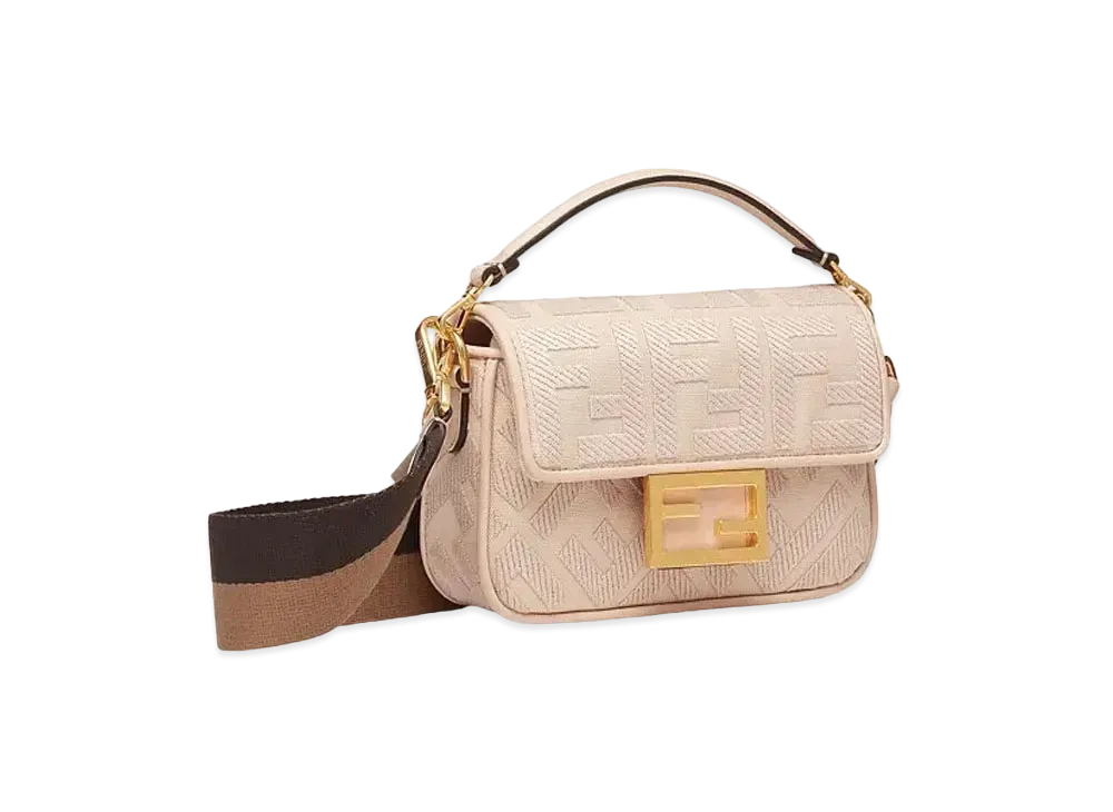 FENDI Mini Baguette FF Canvas Bag "Pink"