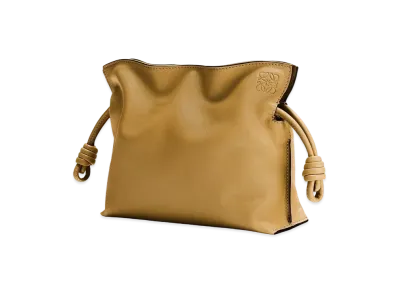 LOEWE Mini Flamenco Clutch In Nappa Calfskin "Ochre Green"