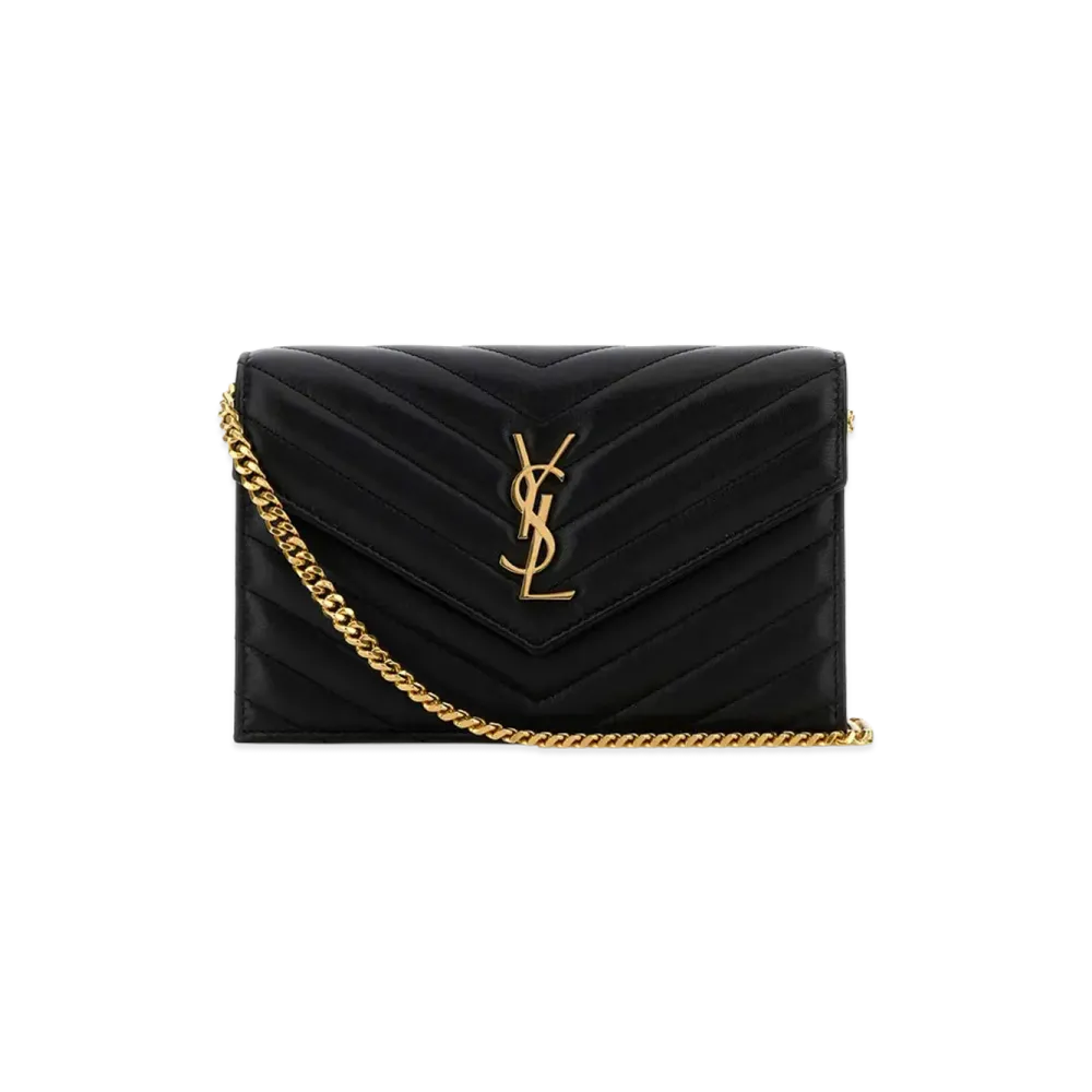 Saint Laurent Women's Leather Envelope Cassandre Wallet "Black"