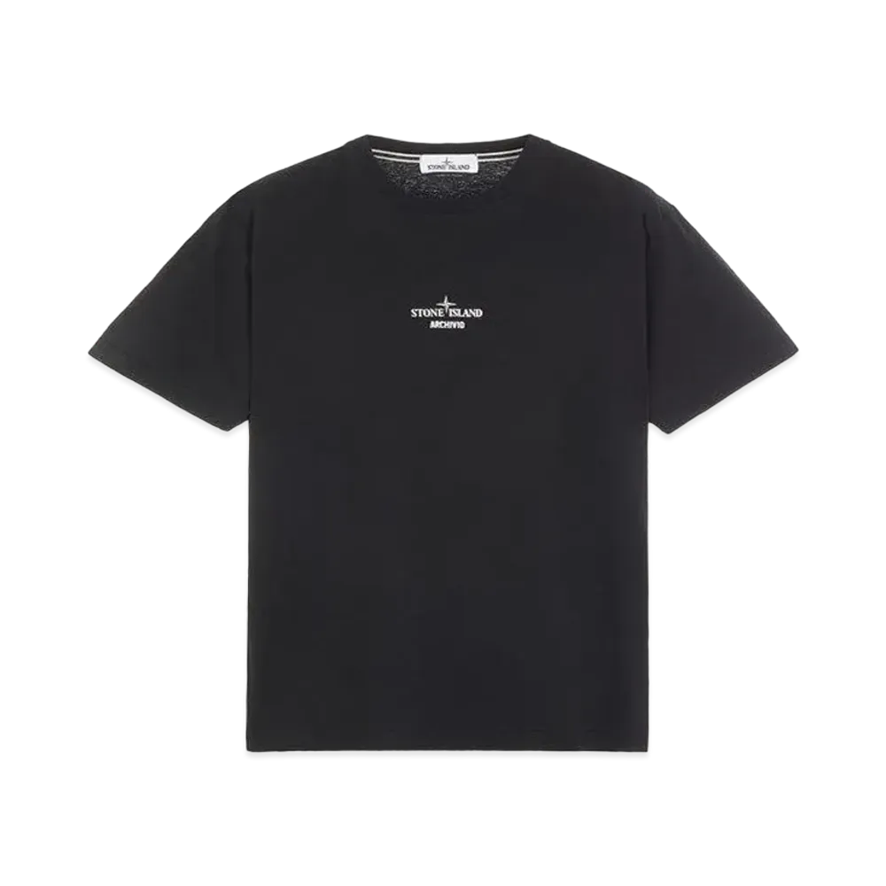 Stone Island 2NS91 COTTON JERSEY,'ARCHIVIO' PRINT_SLIM FIT "Black"