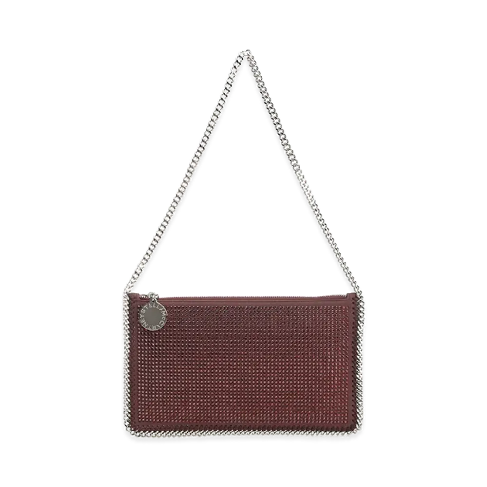 STELLA McCARTNEY Women's Falabella Pochette Accessoire Crystal Hotfix On Alter Suede "Bordeaux"
