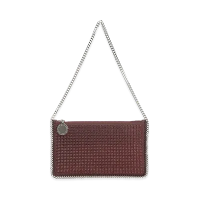 STELLA McCARTNEY Women's Falabella Pochette Accessoire Crystal Hotfix On Alter Suede "Bordeaux"