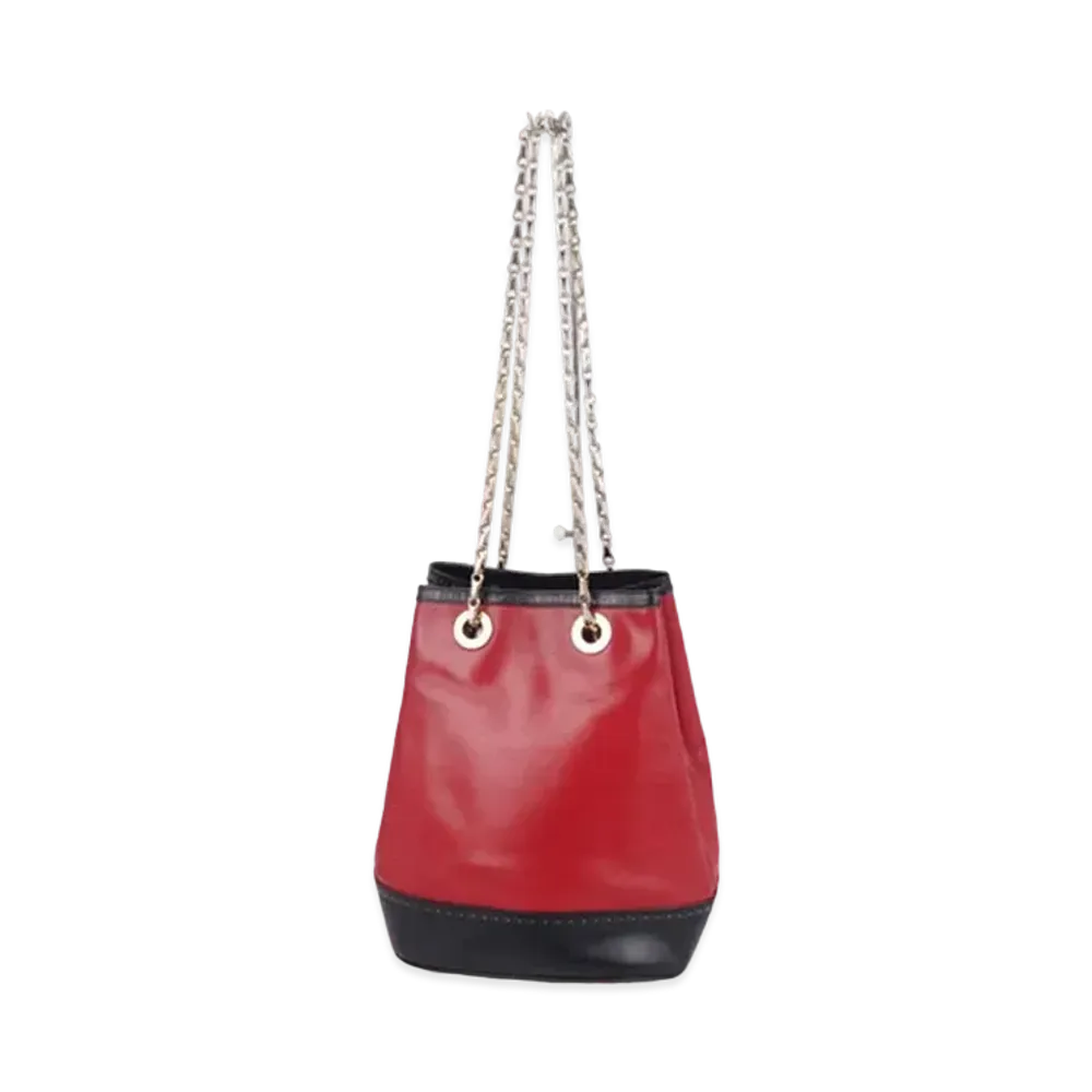 CELINE Bicolor Chain Shoulder Bag "Red/Black"