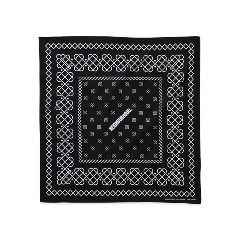 NEIGHBORHOOD Line Pattern Bandana "Black"