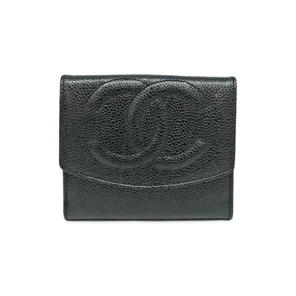 CHANEL Caviar Skin Coco Wallet "Black"