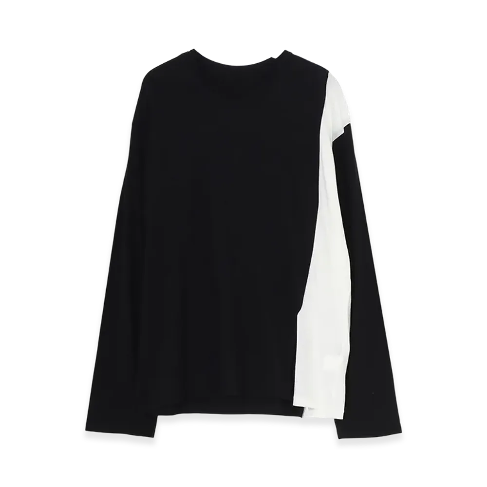 Ground Y C/Mo Jersey Combination Mix Block Long Sleeved T-Shirt "Black/White"