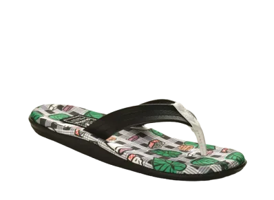 ISLAND SLIPPER Women's Recycled Canvas + Leather Black "SPF Hawaiian Plate" 22PBLF202