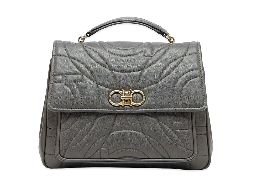 Salvatore Ferragamo Quilted Gancini Top Handle (M) "Dark Grey"