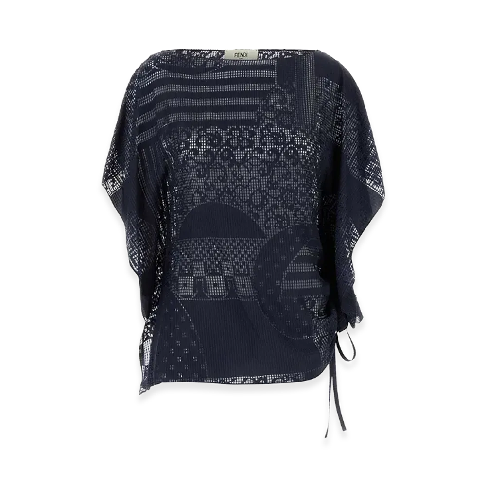 FENDI Women's Viscose Blend Top "Navy Blue"