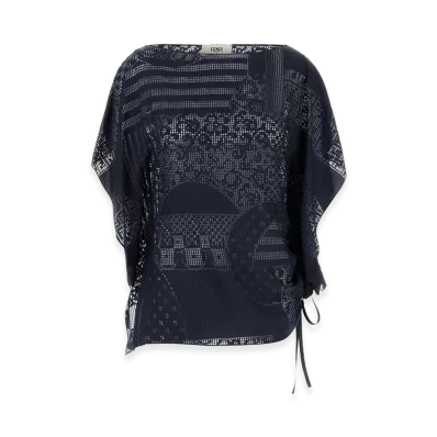 FENDI Women's Viscose Blend Top "Navy Blue"