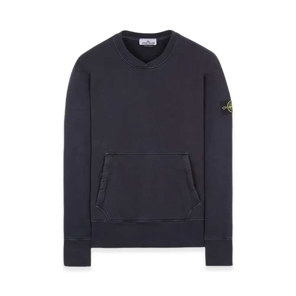 Stone Island 67555 Heavy Textured Fleece Garment Dyed Old Treatment Crewneck Sweatshirt - 23FW "Navy Blue"