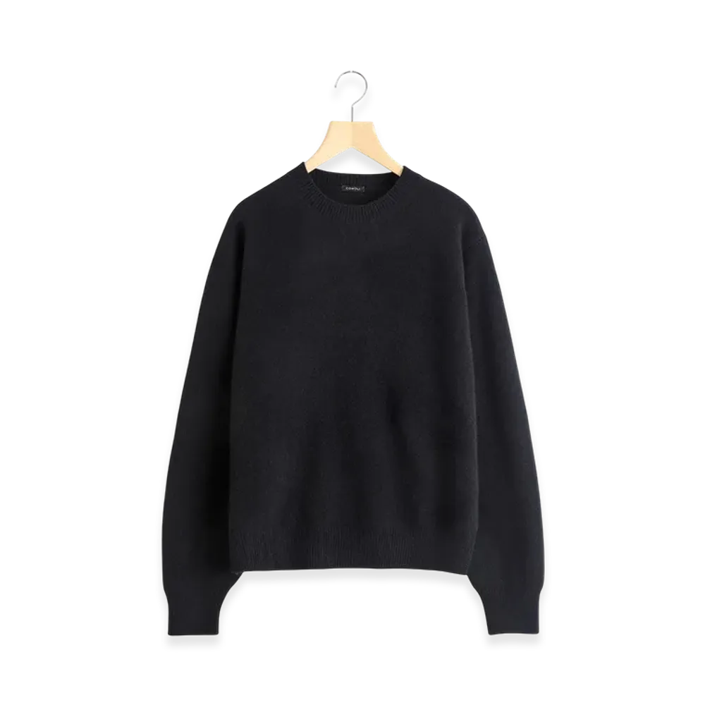COMOLI Lambswool Crew Neck Knit "Black"
