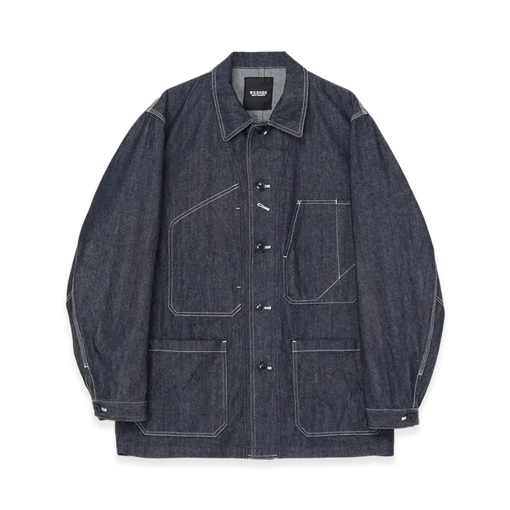 WILDSIDE YOHJI YAMAMOTO 10oz Denim White Stitch Shirt Jacket "Indigo"