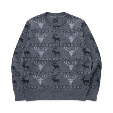 RATS Deer Crew Neck Knit "Charcoar"