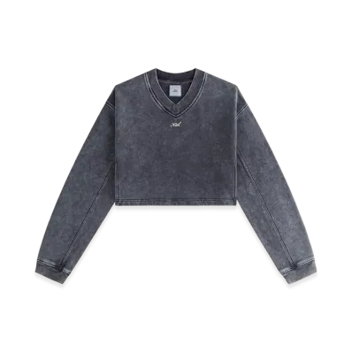 Kith Women Verity Cropped V-Neck Long Sleeve "Overcast"