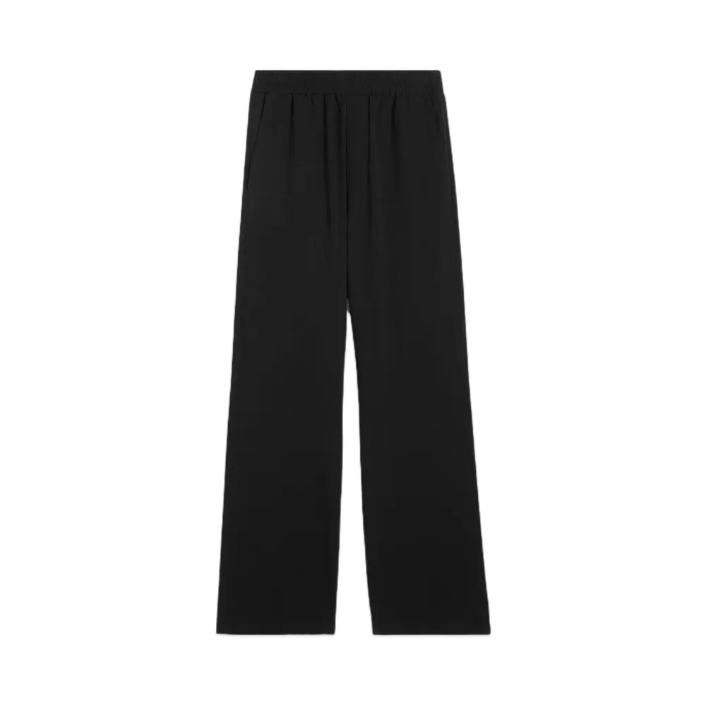 AMI PARIS Cotton Crepe Wide Elastic Waist Pants "Black"