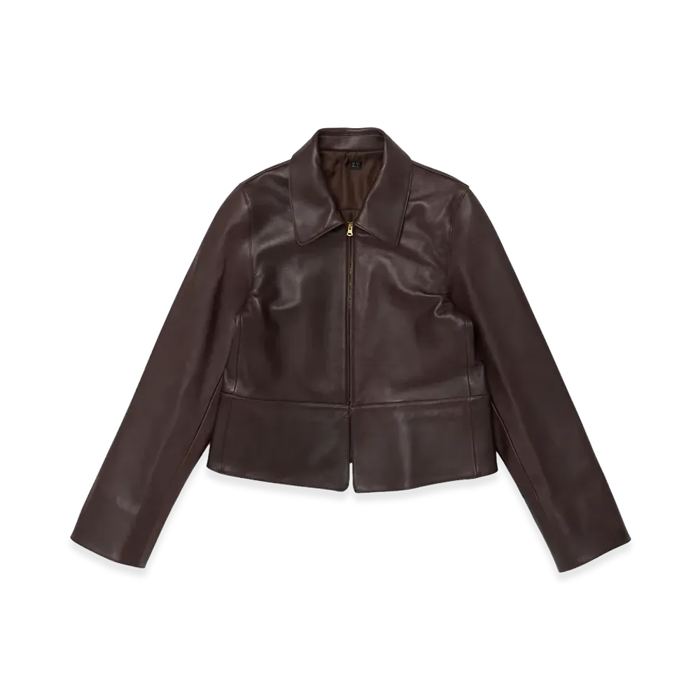 T.T Taiga Takahashi Women's Zip Up Leather Jacket "Burgundy"