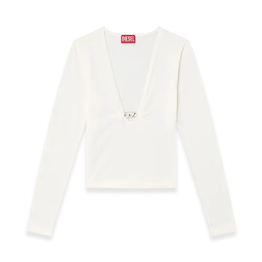 Diesel M-Piaffy Gathered V-Neck Jumper In Wool "White"