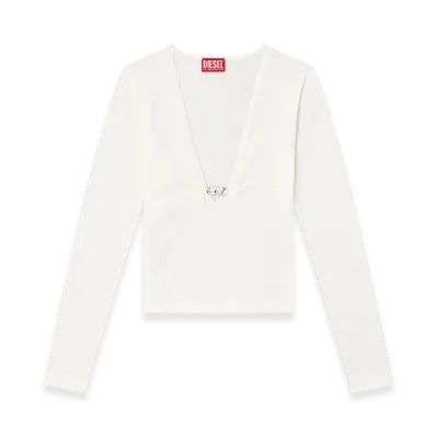 Diesel M-Piaffy Gathered V-Neck Jumper In Wool "White"