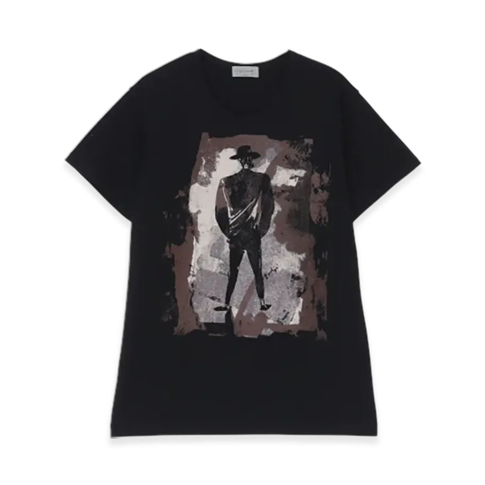 Yohji Yamamoto POUR HOMME 30/- Ultima Jersey Discharge PT YY Short Sleeve "Black"