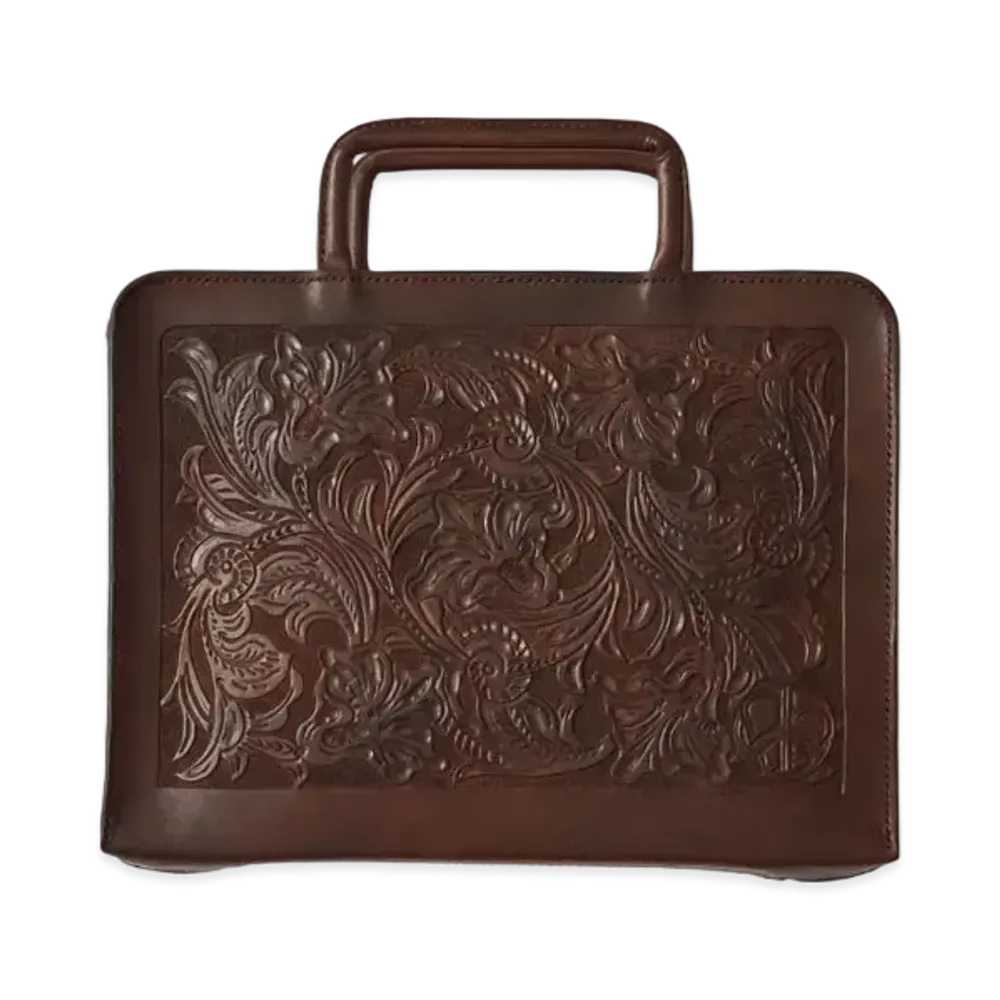 PORTER CLASSIC x Heaven and Hell Hand Carved Leather Briefcase By KICHIZO "Brown"