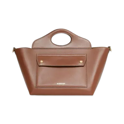 Burberry Mini Leather Soft Pocket Tote "Tan"