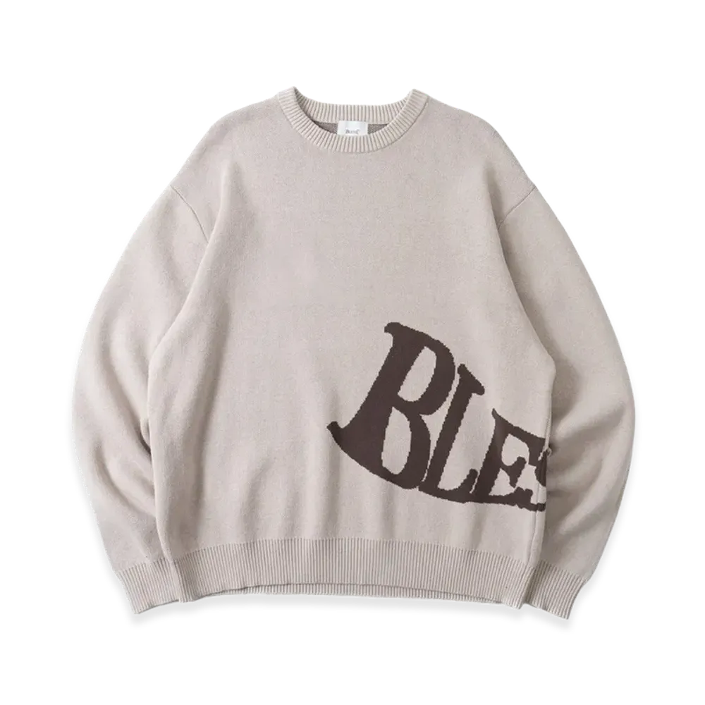BLESS U Wave Logo Knit "Beige"
