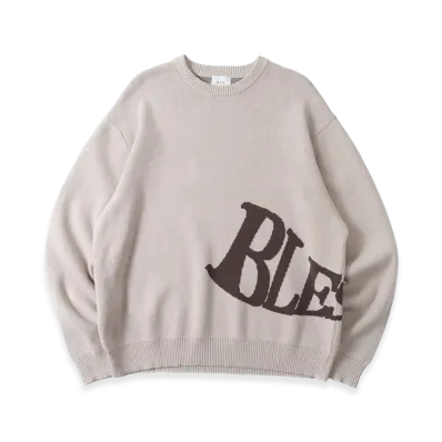 BLESS U Wave Logo Knit "Beige"