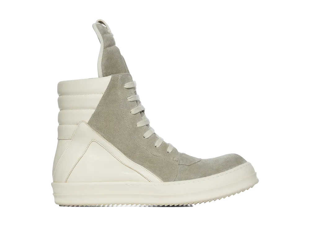 Rick Owens FW26 Tower Geobasket Suede Leather and Full Grain Calf Leather "Drkpearl/Milk"