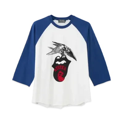HYSTERIC GLAMOUR x THE ROLLING STONES STONES 1975 Three-quarter Sleeve Tee "Blue"