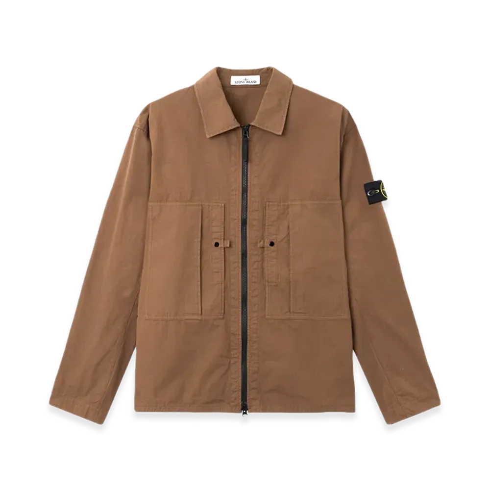 Stone Island Cotton Overshirt With Logo "Brown"