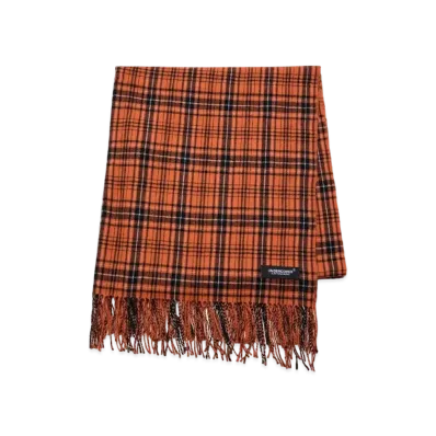 UNDERCOVER Cashmere Blend Wool Check Scarf "Orange"