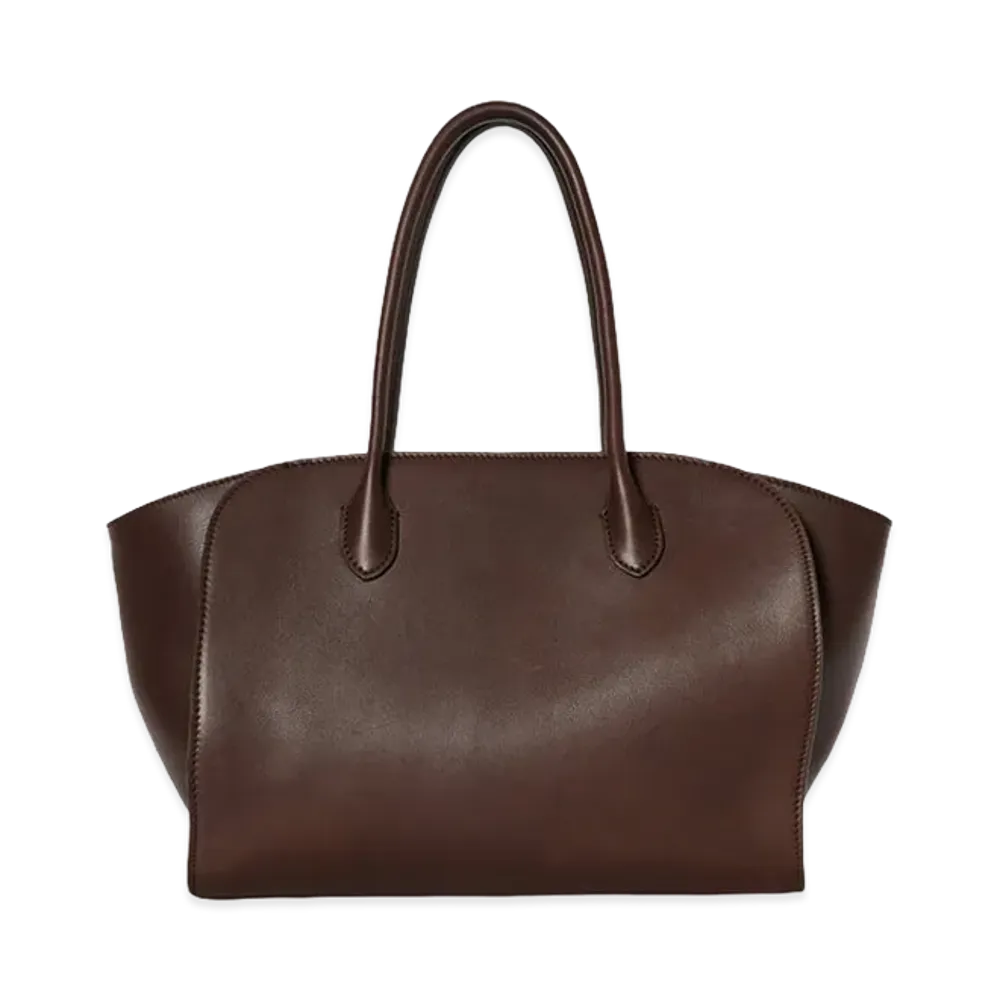 The Row Women's Marlo 12 Leather Tote Bag "Deep Brown"