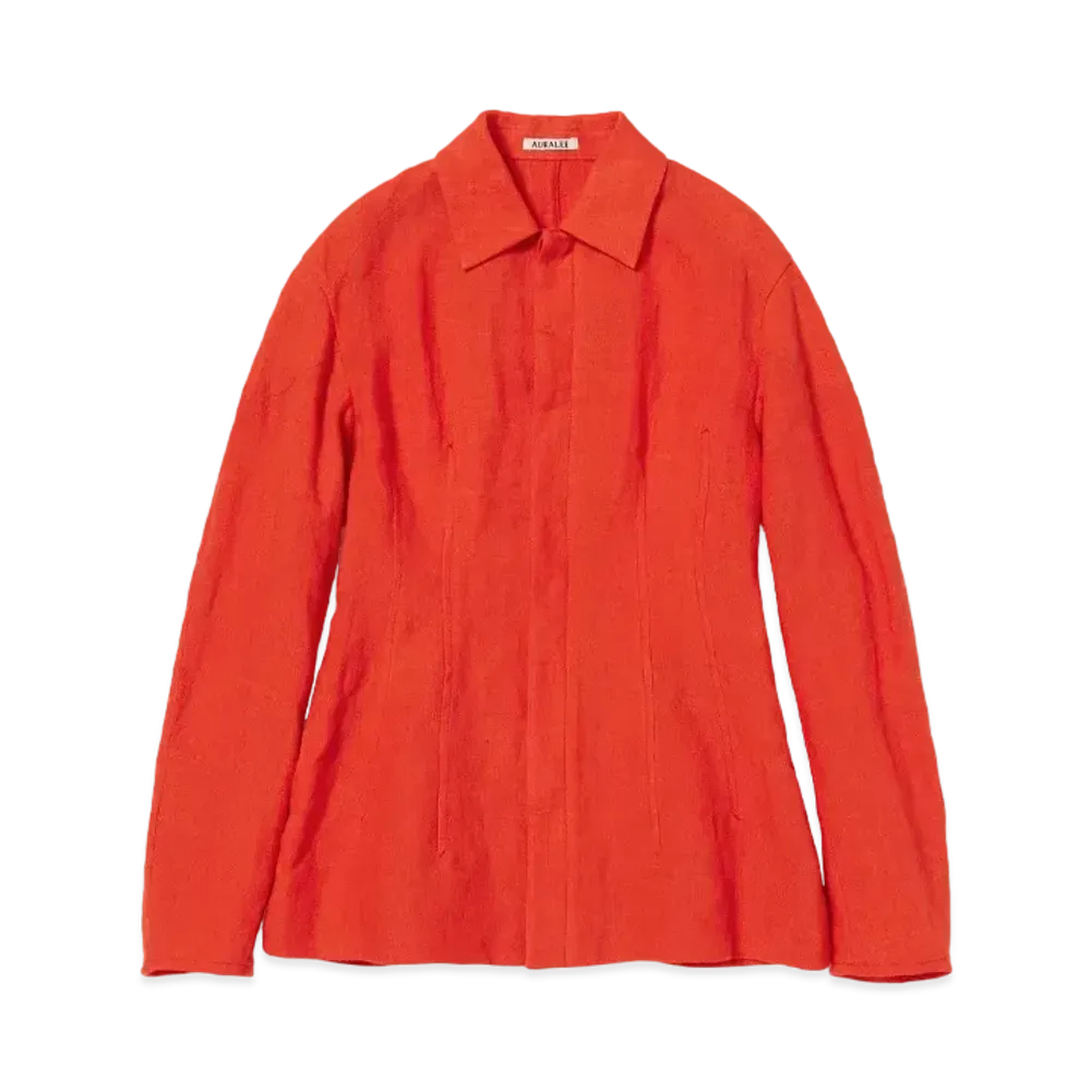 AURALEE Linen Silk Tweed Blouson "Red"