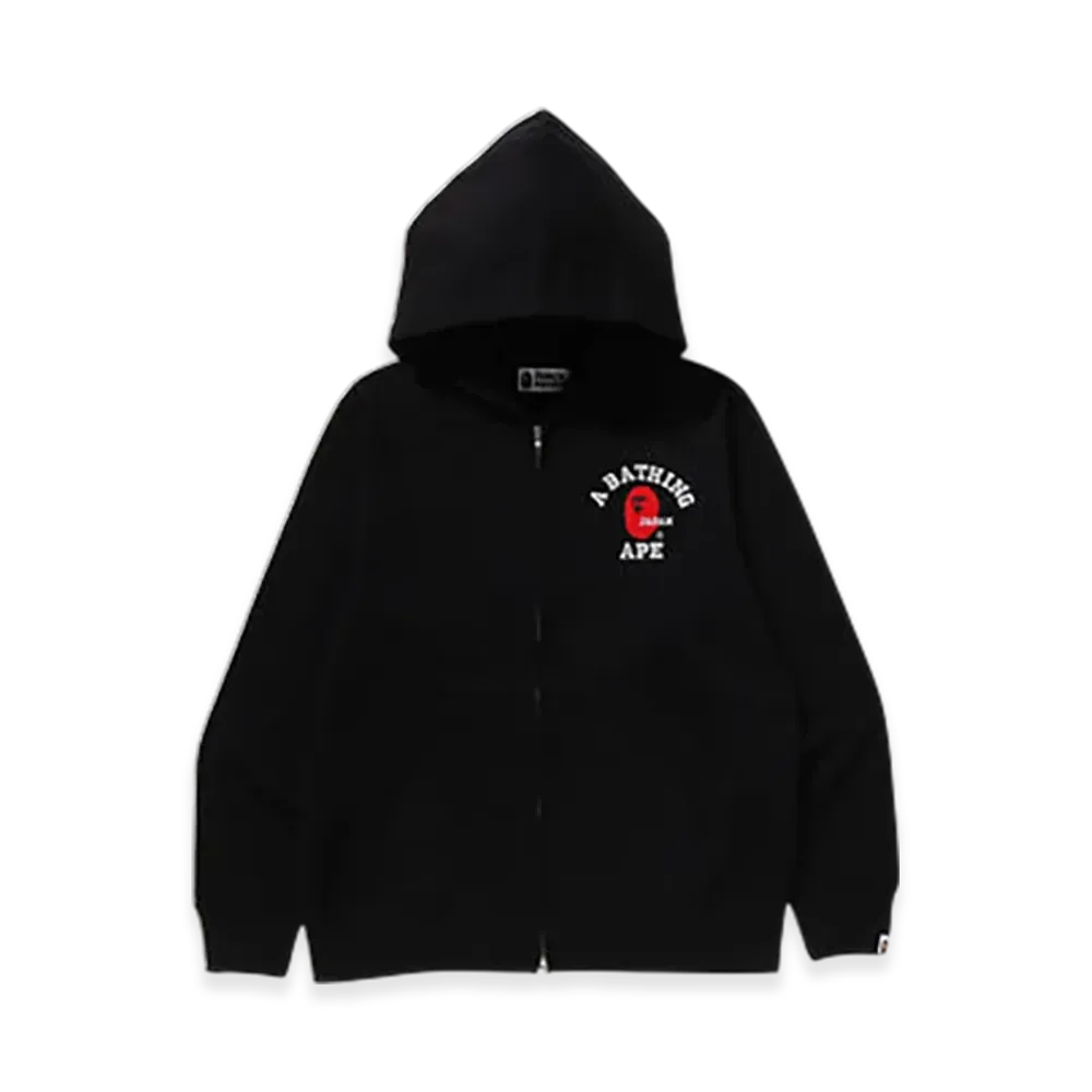 A BATHING APE College One Point Embroidery Zip Hoodie "Black"