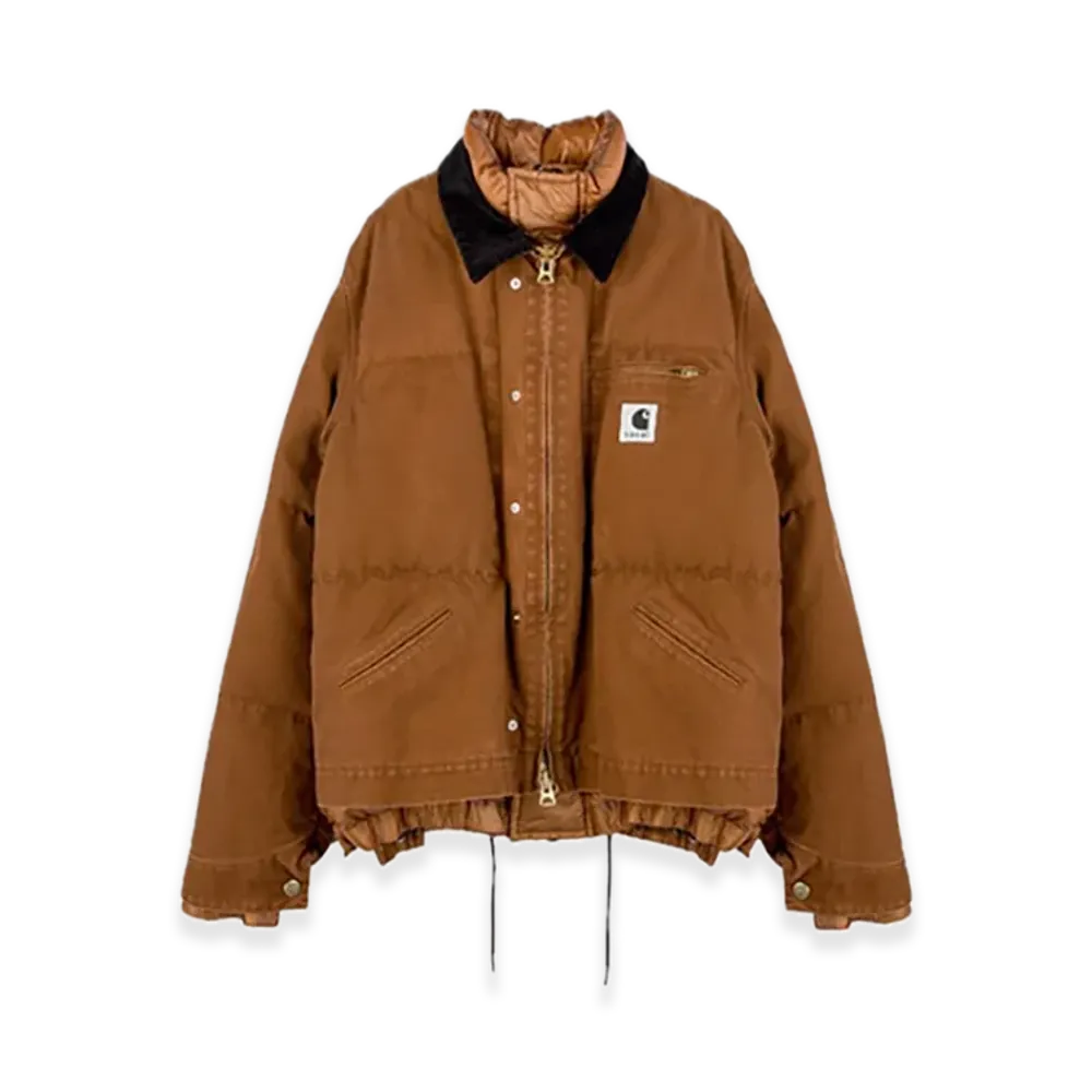 sacai x Carhartt WIP Washed Duck Puffer Jacket Mens "Dark Beige"