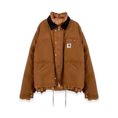 sacai x Carhartt WIP Washed Duck Puffer Jacket Mens "Dark Beige"