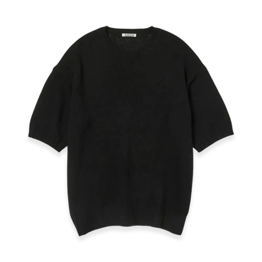 AURALEE Shetland Wool Cashmere Knit T-Shirt "Black"