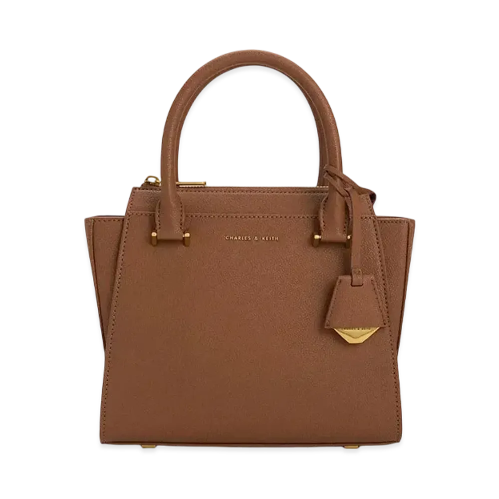 CHARLES & KEITH Double Handle Trapeze Tote Bag "Chocolate"