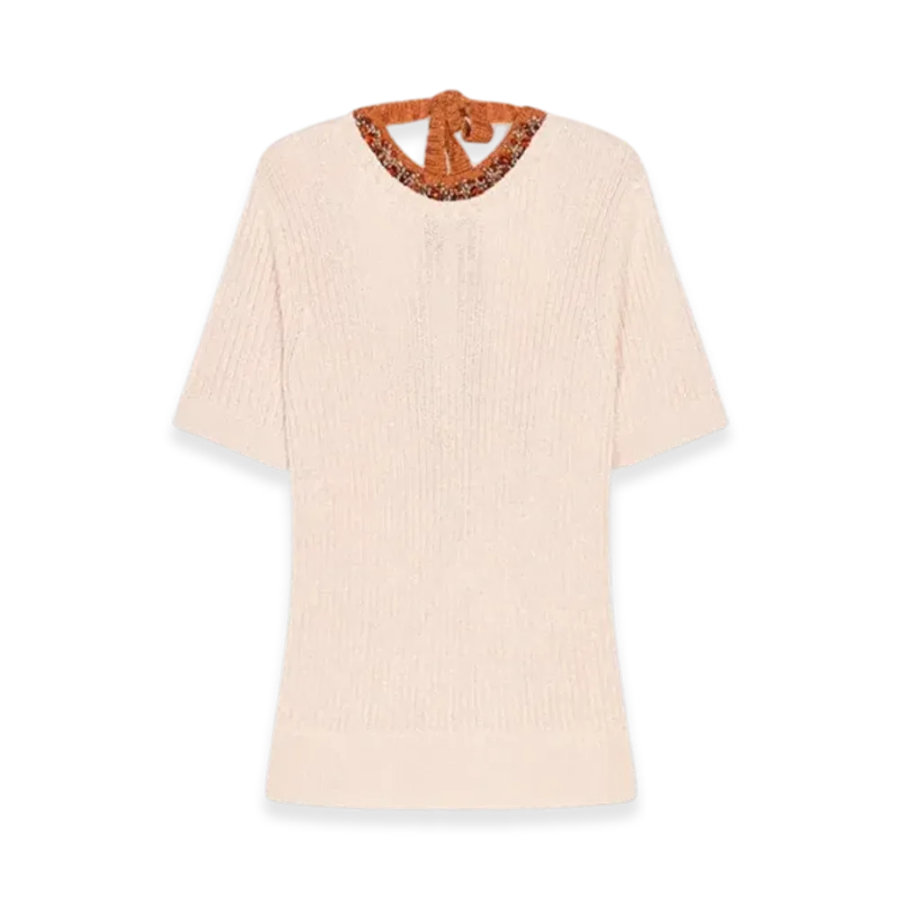 DRIES VAN NOTEN Women's Embroidered Tee "Light Rose"