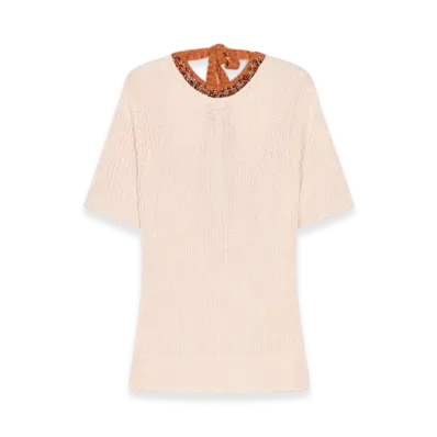 DRIES VAN NOTEN Women's Embroidered Tee "Light Rose"