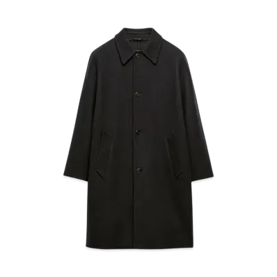 PRADA Men's Single-Breasted Cashmere and Wool Coat "Black"