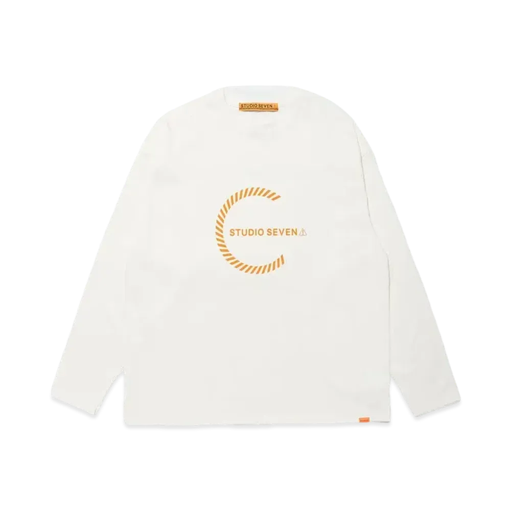 STUDIO SEVEN Circle Caution Logo LS Tee "WHITE"