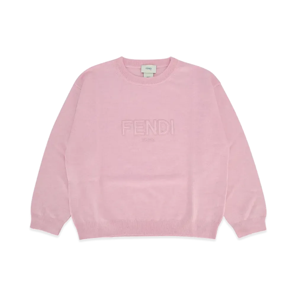 FENDI Kids Girocollo Light Wool Sweater "Rose"