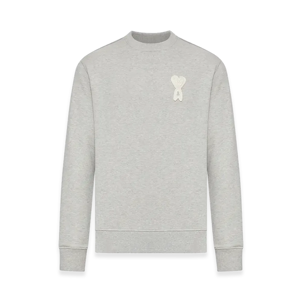 AMI PARIS De Coeur Cotton Knit Sweatshirt "Gray"