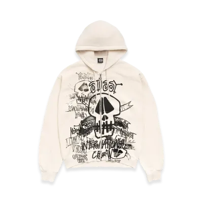 Stussy Skulls Zip Hoodie Pigment Dyed "Bone"