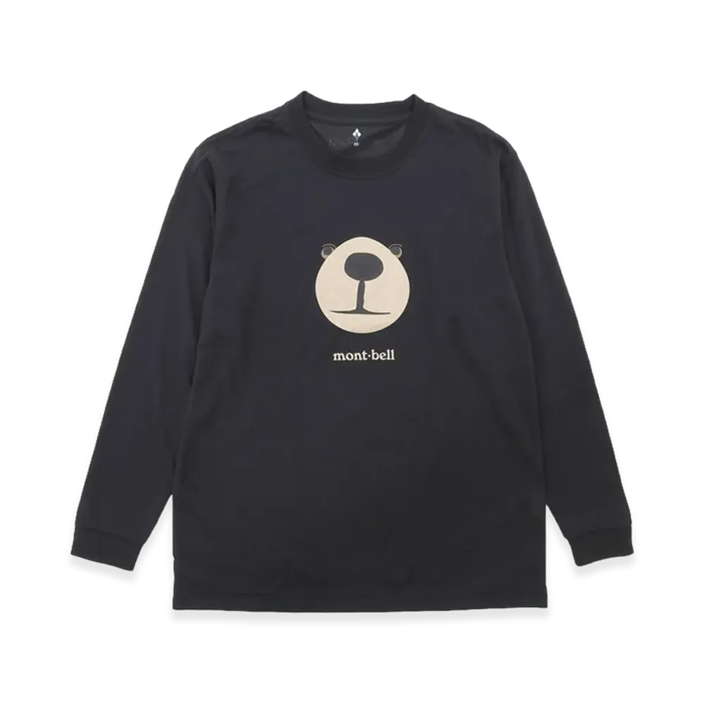 mont-bell WIC. Long Sleeve T-Shirt Monta Bear Face "Black"