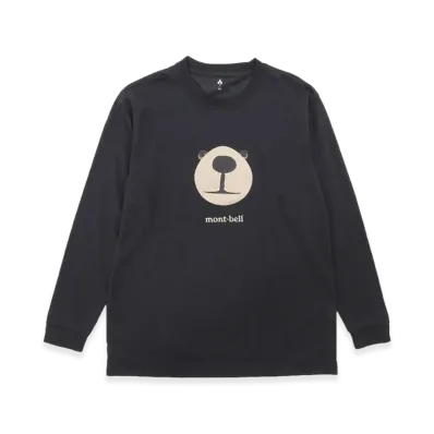 mont-bell WIC. Long Sleeve T-Shirt Monta Bear Face "Black"