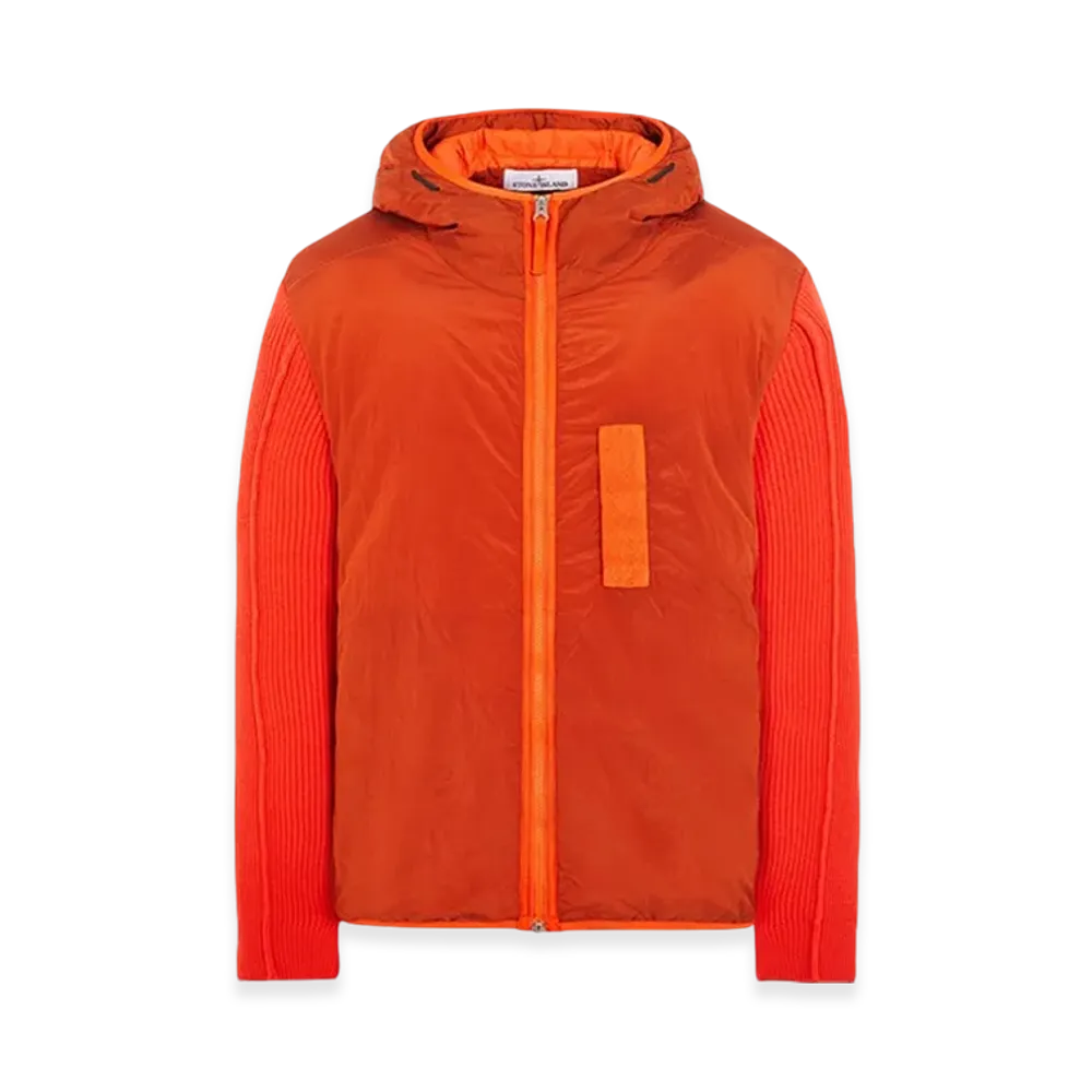 Stone Island 44134 Nylon Metal in Econyl Regenerated Nylon with Primaloft-TC And Knit Hooded Blouson - 23FW "Lobster Red"