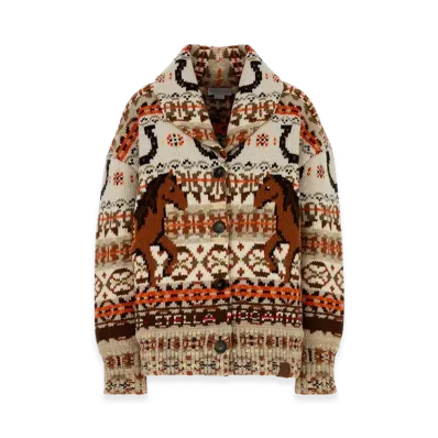 STELLA McCARTNEY Women's Embroidered Wool Fair Isle Oversize Cardigan "Multicolor"